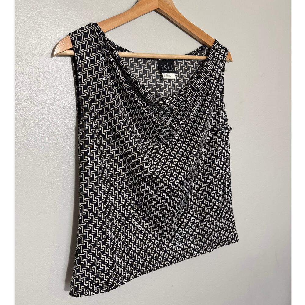 Women's Size M JK LA California Geometric Sequin 90s Vintage Cowl Neck Tank Top